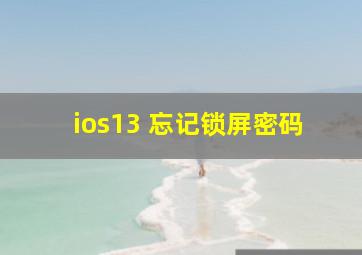 ios13 忘记锁屏密码